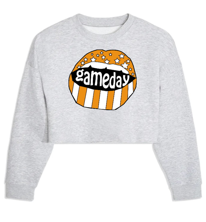 Gameday Stars Raw Hem Cropped Crewneck