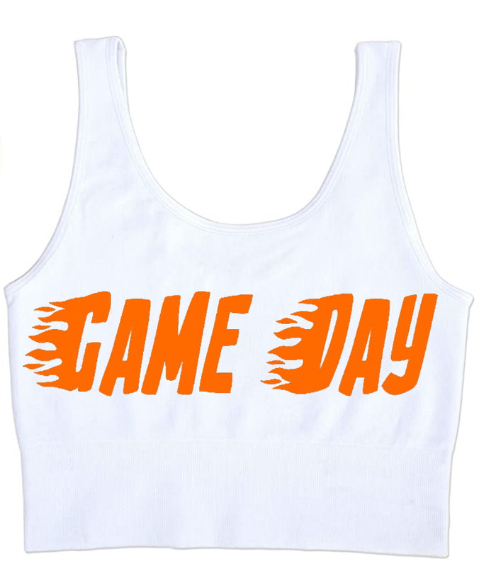Game Day Flames Seamless Tank Crop Top (Available in 2 Colors)