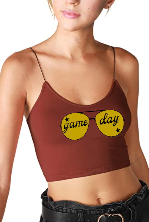 Game Day Shades Seamless Skinny Strap Crop Top (Available in 3 Colors)