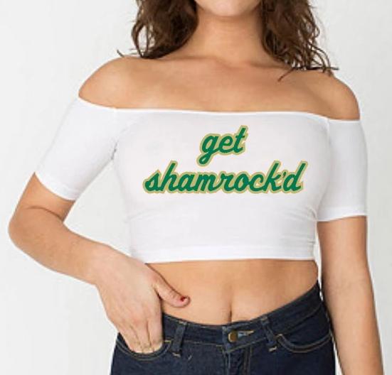 Get Shamrock'd Off The Shoulder Crop Top (Available in 2 Colors)