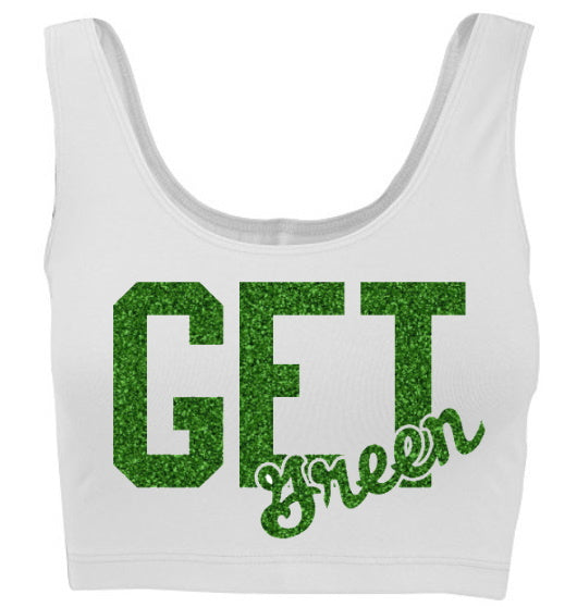 Get Green Glitter Tank Crop Top (Available in 2 Colors)