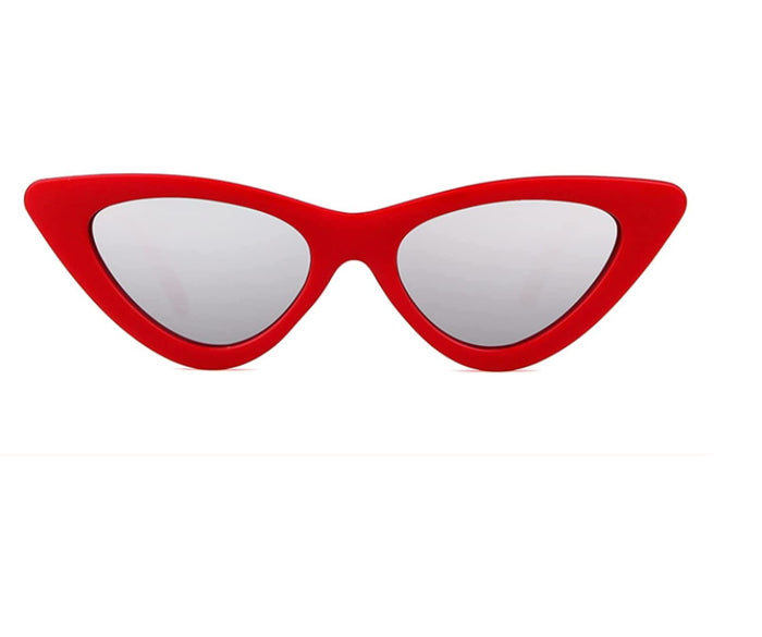 Red Cat Eye Sunglasses with a Mirrored Lens