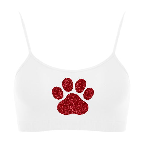 Paws Up Glitter Seamless Spaghetti Strap Super Crop Top (Available in 2 Colors)