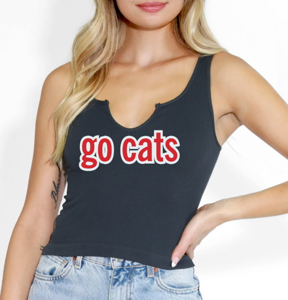 Go Cats Seamless Ribbed Notch Crop Top (Available in 2 Colors)
