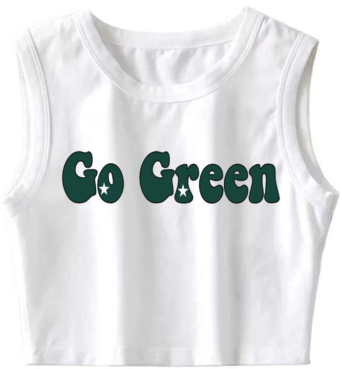 Go Green Stars The Ultimate Sleeveless Tank Crop Top (Available in 2 Colors)