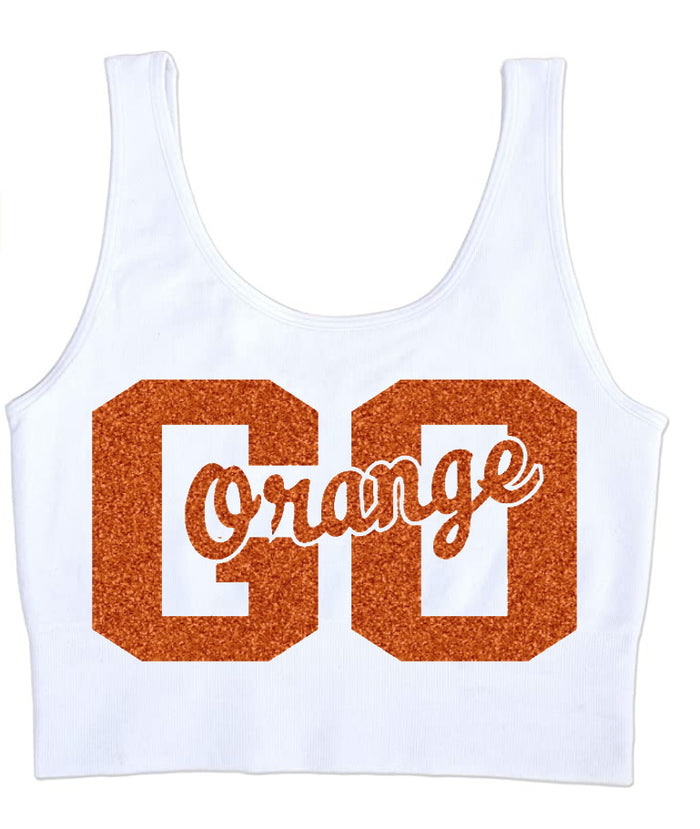 Go Orange Glitter Seamless Tank Crop Top (Available in 2 Colors)