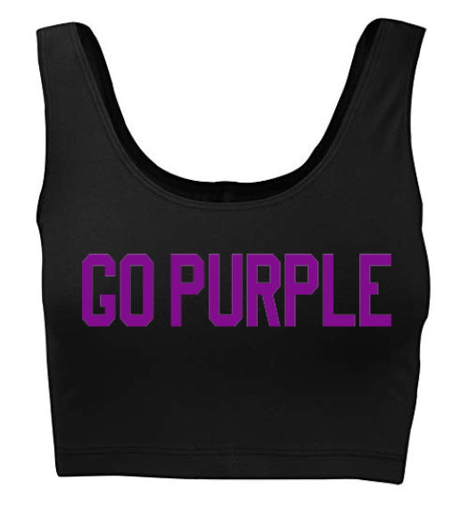 Go Purple Glitter Tank Crop Top (Available in Two Colors)