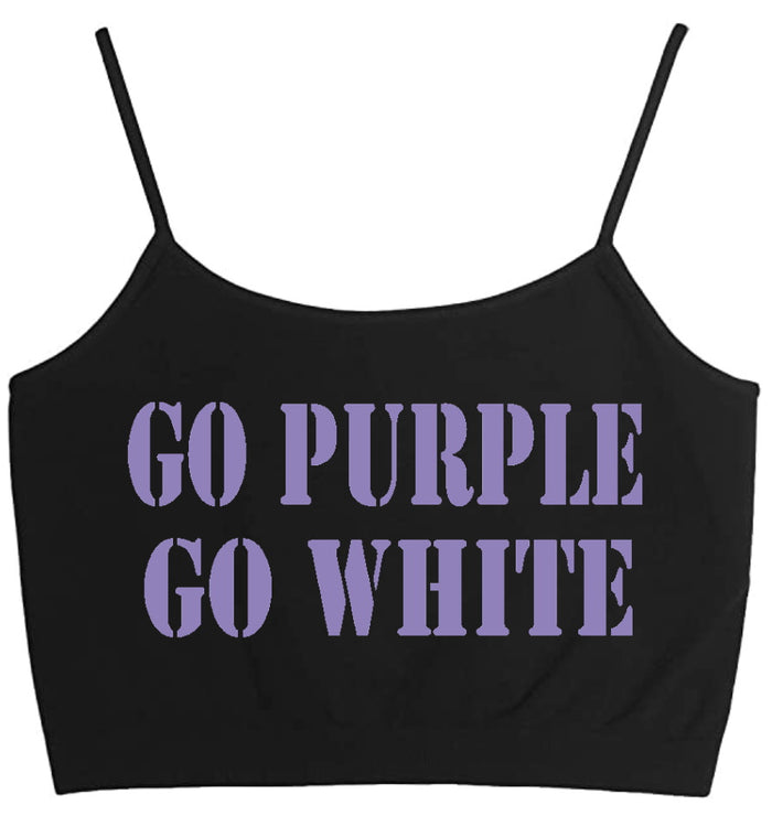 Go Purple Go White Black Seamless Crop Top