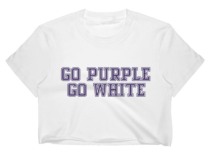 Go Purple Go White Raw Hem Cropped Tee (Available in 2 Colors)
