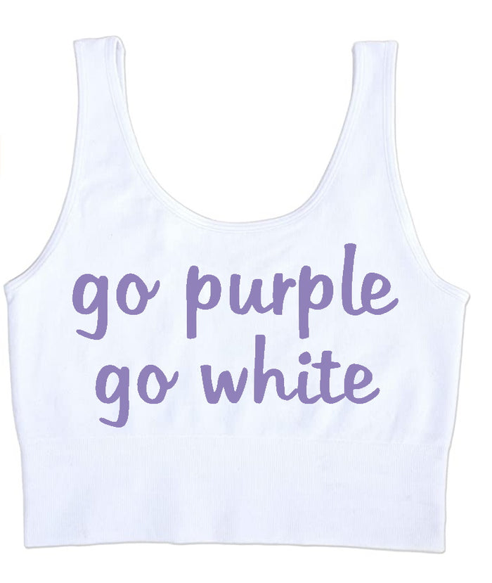 Go Purple Go White Seamless Tank Crop Top