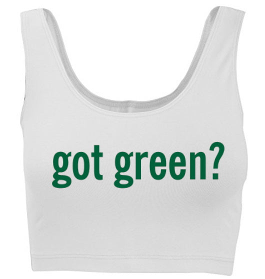Got Green? Glitter Tank Crop Top (Available in 2 Colors)