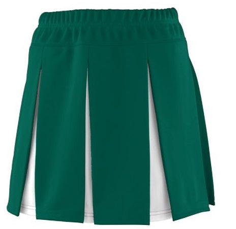 Green & White Box Pleat Cheer Skirt