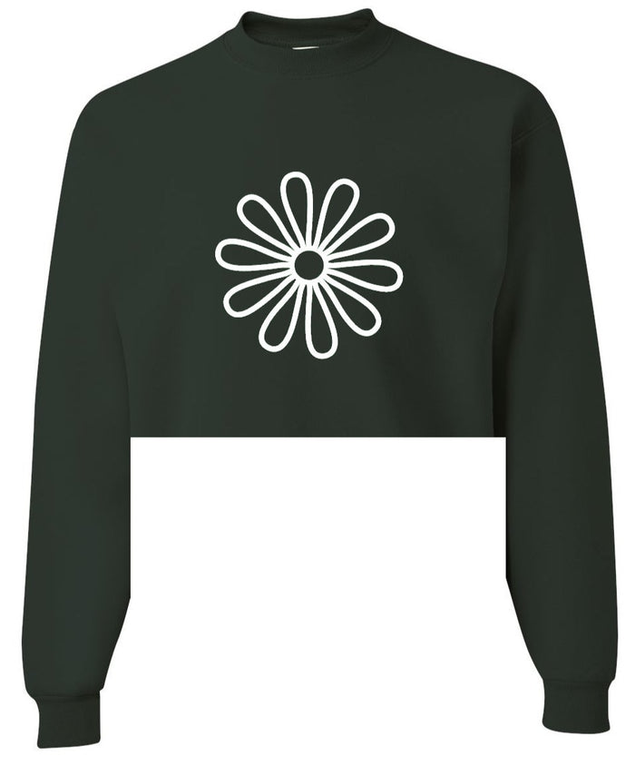 Groovy Flower Cropped Crewneck Sweatshirt