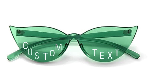 Custom Text Green Cat Eye Sunglasses
