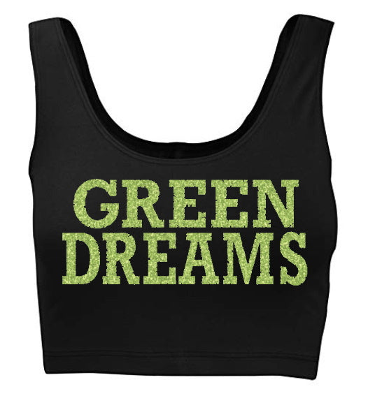 Green Dreams Glitter Tank Crop Top (Available in 2 Colors)