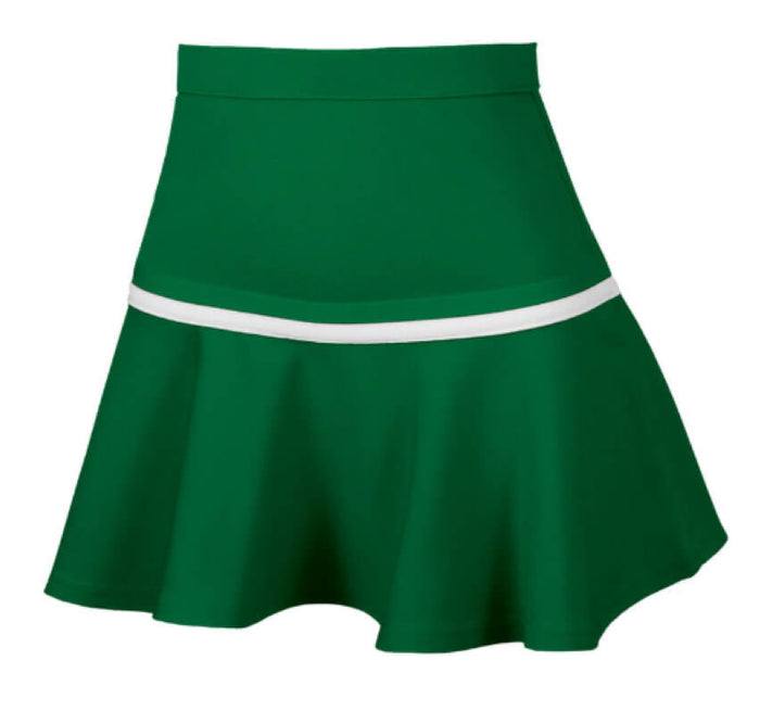 Green Skater Style Cheer Skirt with Contrast Stripe