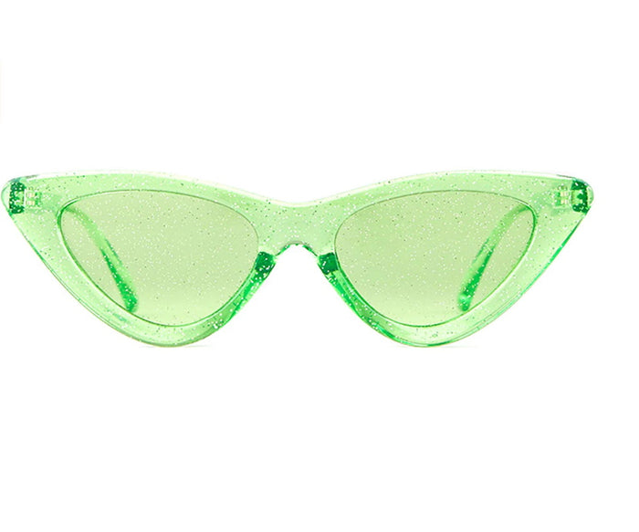 Green Glitter Cat Eye Sunglasses