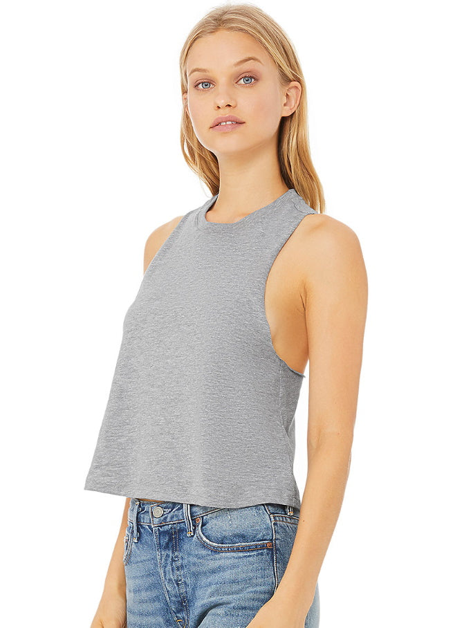 Custom Single Color Elyse Crop Racerback Tank Top (Available in 8 Colors)