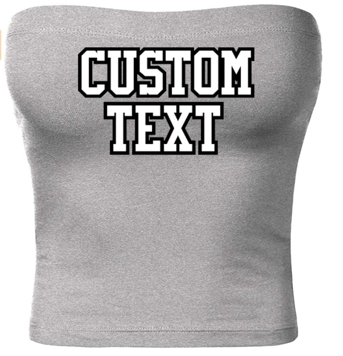 Custom Double Color Text Heather Grey Cotton Tube Top