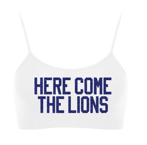 Here Come The Lions Glitter Seamless Spaghetti Strap Super Crop Top
