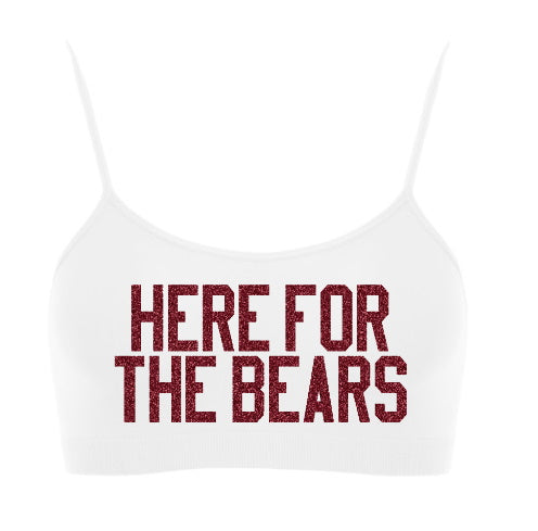 Here For The Bears Glitter Seamless Spaghetti Strap Super Crop Top