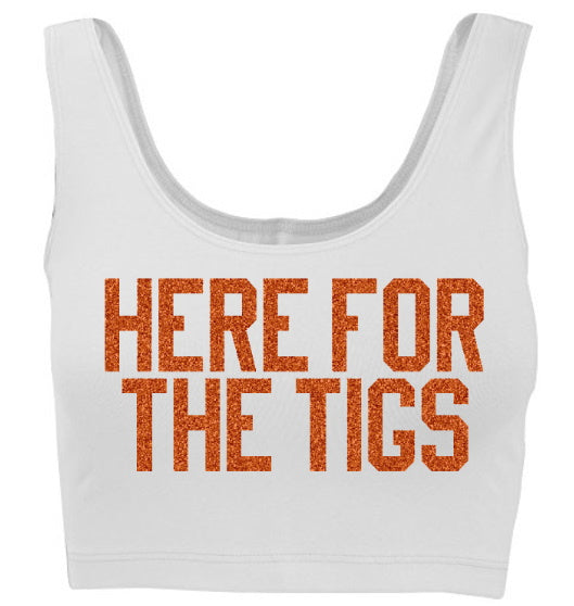 Here For The Tigs Glitter Tank Crop Top (Available in 2 Colors)