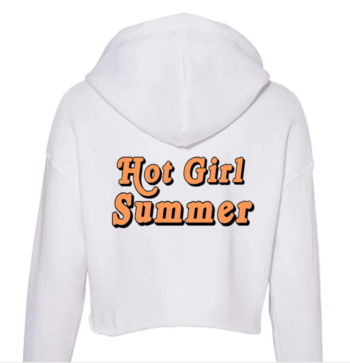 Hot Girl Summer Raw Hem Cropped Hoodie