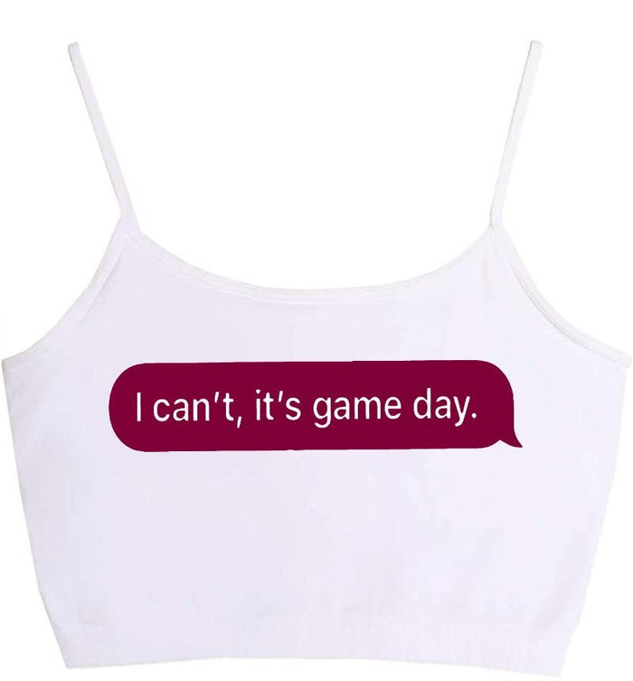 I Can't, It's Game Day. Seamless Crop Top (Available in 2 Colors)