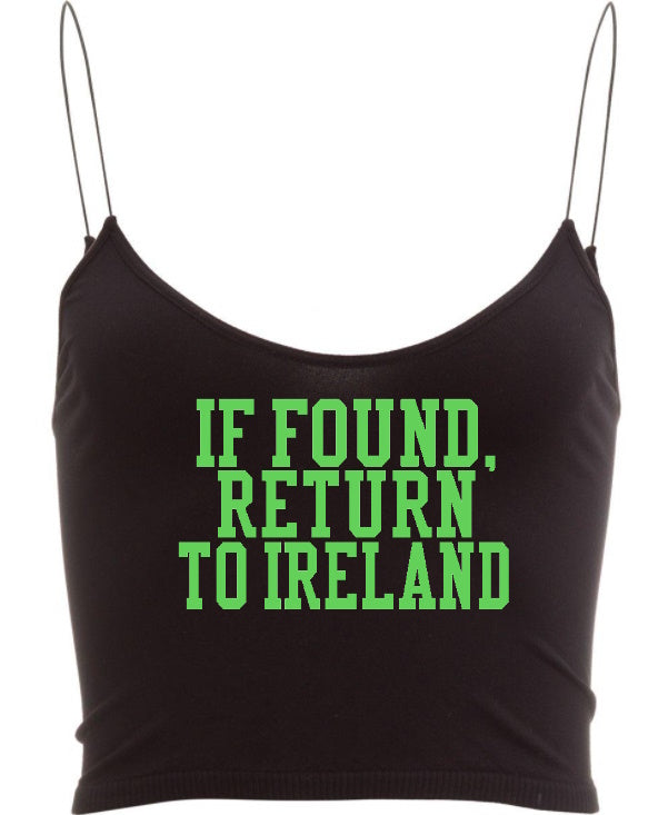 If Found, Return To Ireland Seamless Ribbed Skinny Strap Crop Top (Available in 2 Colors)