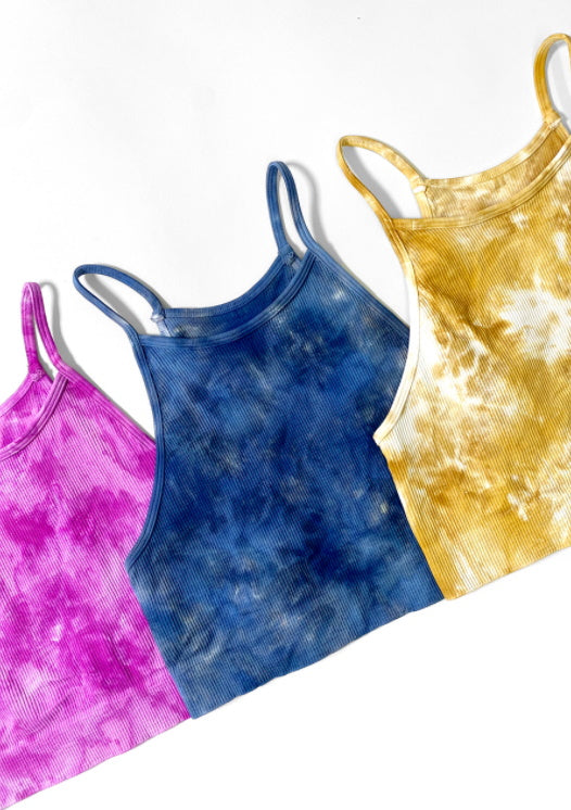 Custom Text Niki Tie Dye Seamless Ribbed Crop Top (Available in 2 Colors)
