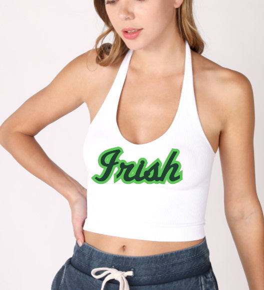 Irish Seamless Ribbed Halter Crop Top (Available in 2 Colors)
