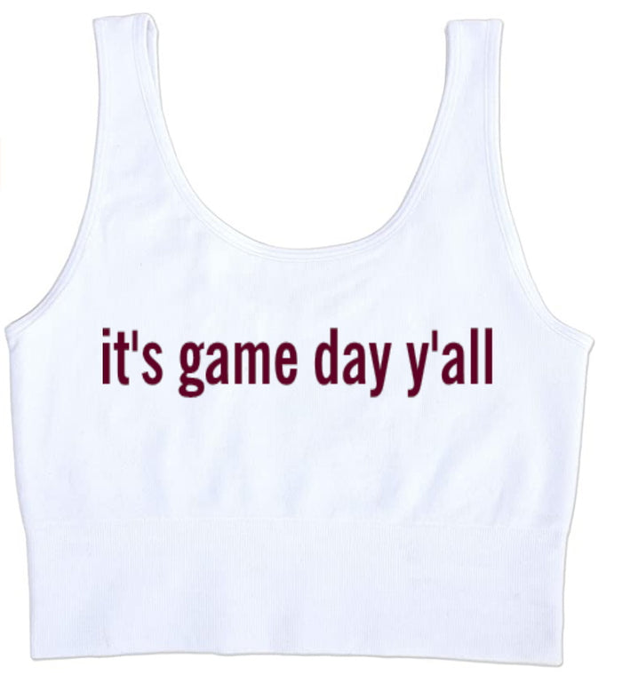 It's Game Day Y'all Seamless Tank Crop Top