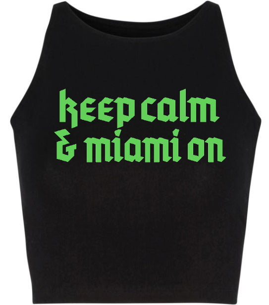 Keep Calm Neon Seamless Crop Top (Available in 2 Colors)