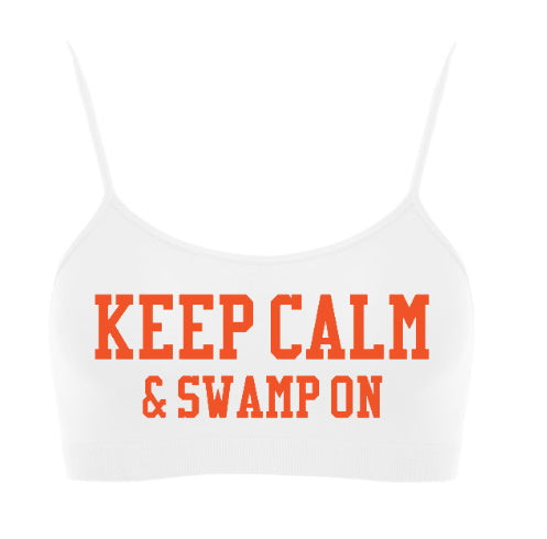 Keep Calm & Swamp On Seamless Spaghetti Strap Super Crop Top (Available in 2 Colors)
