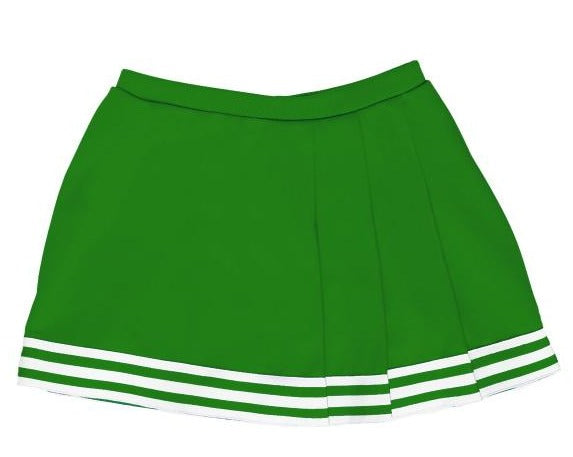 Kelly Green & White Three Pleat Cheer Skirt