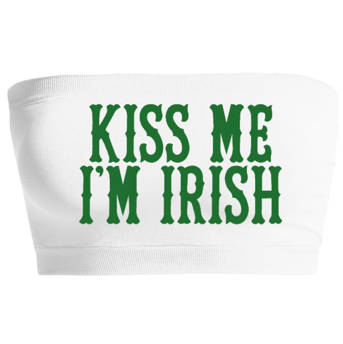 Kiss Me I'm Irish Glitter Seamless Bandeau (Available in 2 Colors)