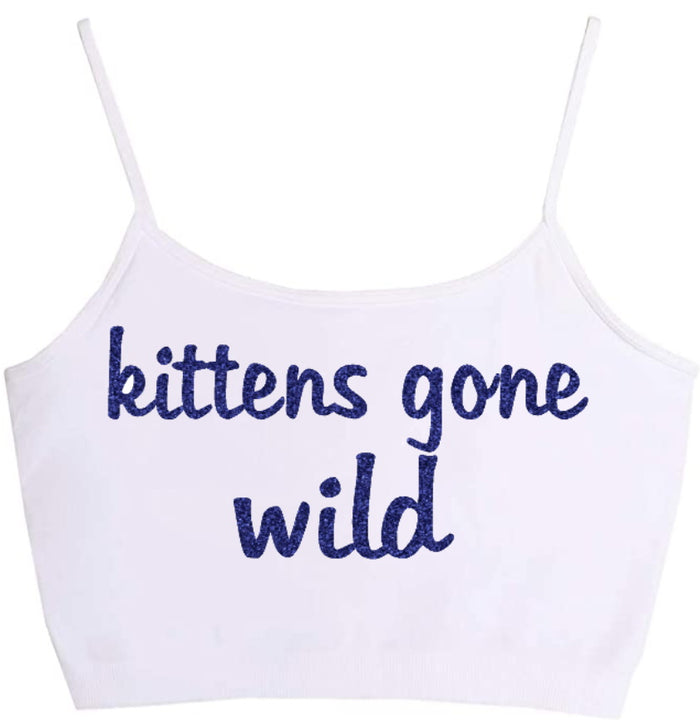 Kittens Gone Wild Glitter Seamless Crop Top