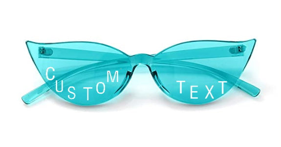 Custom Text Light Blue Cat Eye Sunglasses