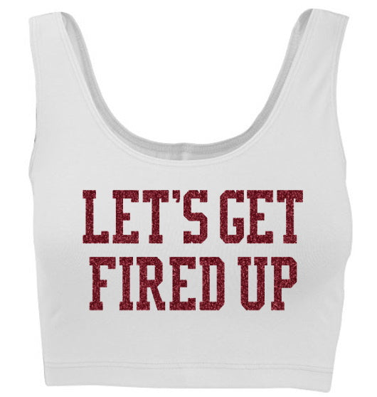 Let's Get Fired Up Glitter Tank Crop Top