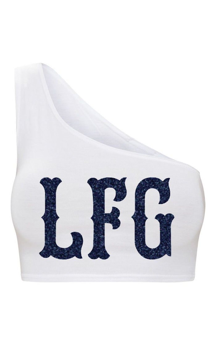 LFG Glitter Seamless One Shoulder Ribbed Crop Top