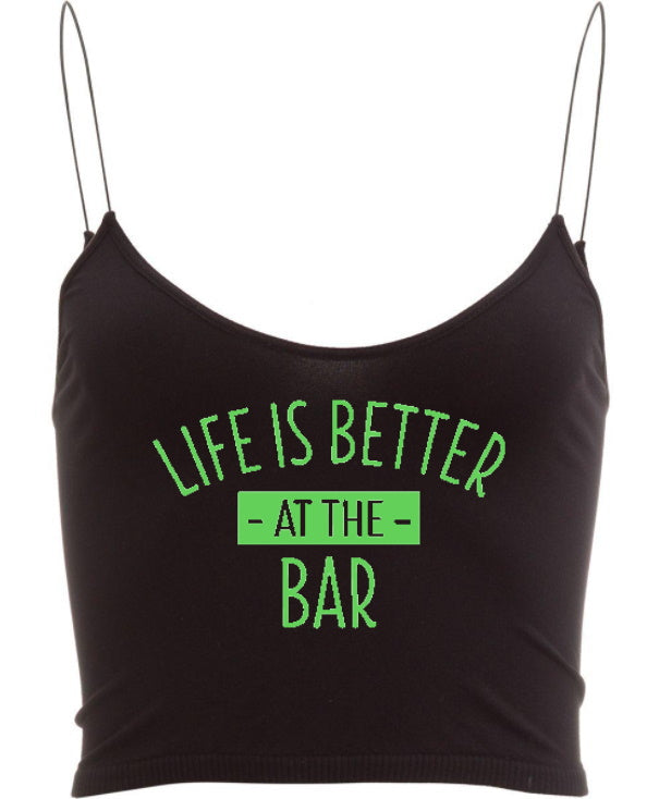 Life is Better At The Bar Seamless Ribbed Skinny Strap Crop Top (Available in 2 Colors)