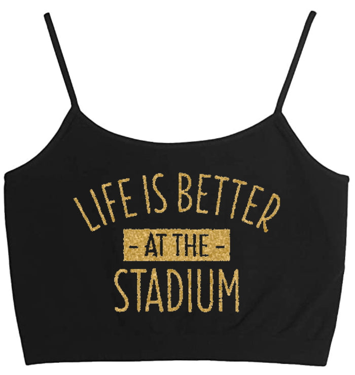 Life is Better At The Stadium Glitter Seamless Crop Top (Available in 2 Colors)