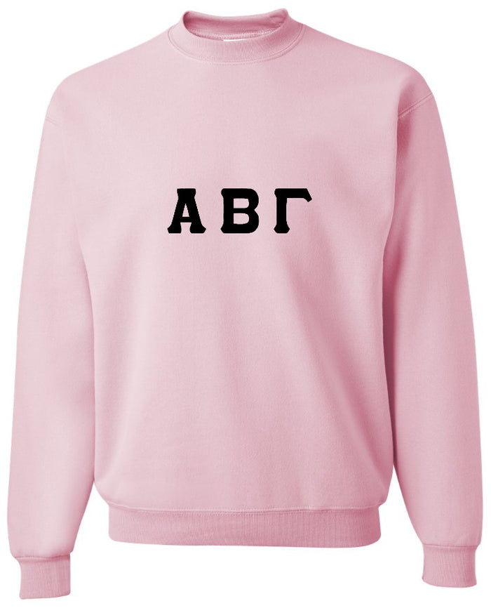 Custom Single Color Greek Letter Crewneck (Available in 18 Colors)