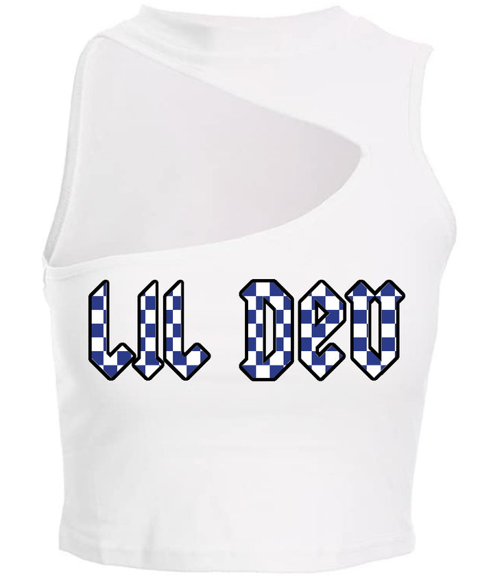 Lil Dev Checks Cut Out Ribbed Crop Top