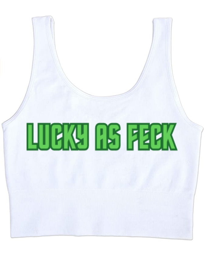 Lucky As Feck Seamless Tank Crop Top (Available in 2 Colors)