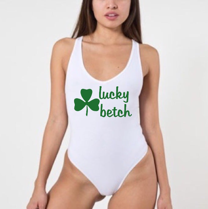 Lucky Betch Racerback Bodysuit (Available in 2 Colors)