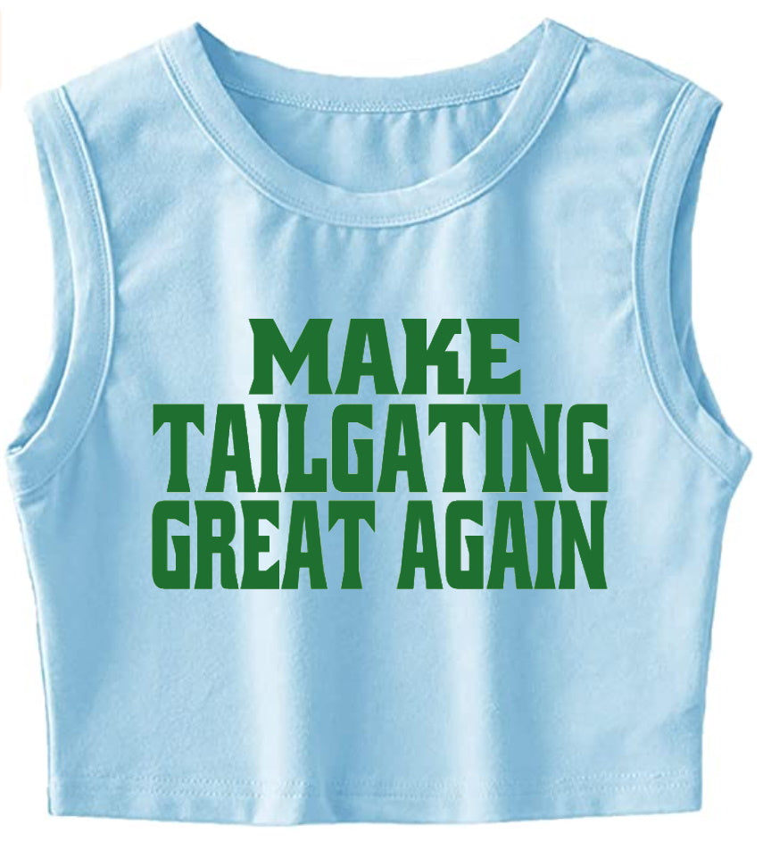 The Ultimate Make Tailgating Great Again Sleeveless Tank Crop Top (Available in 2 Colors)