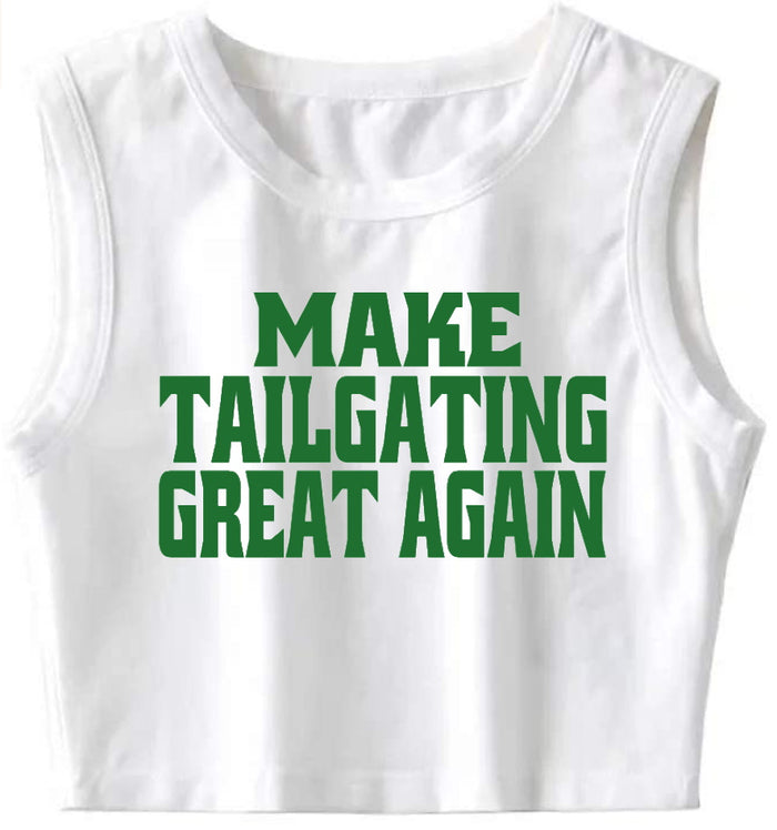 The Ultimate Make Tailgating Great Again Sleeveless Tank Crop Top (Available in 2 Colors)