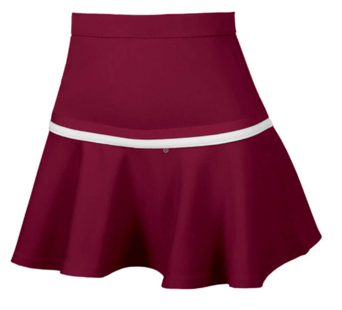 Maroon Skater Style Cheer Skirt with Contrast Stripe