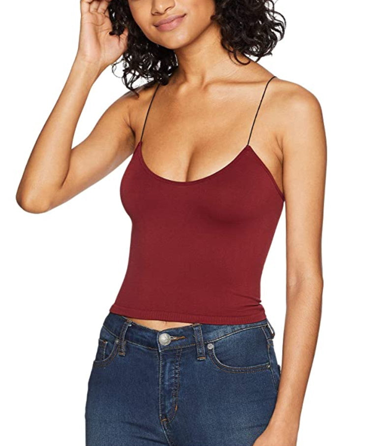 Custom Single Color Text Sasha Seamless Skinny Strap Crop Top (Available in 4 Colors)